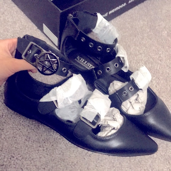 Killstar Shoes - NWT Killstar 7 Women Pointed Toe Flats Witch Pentagram Gothic NEW Occult Luxury